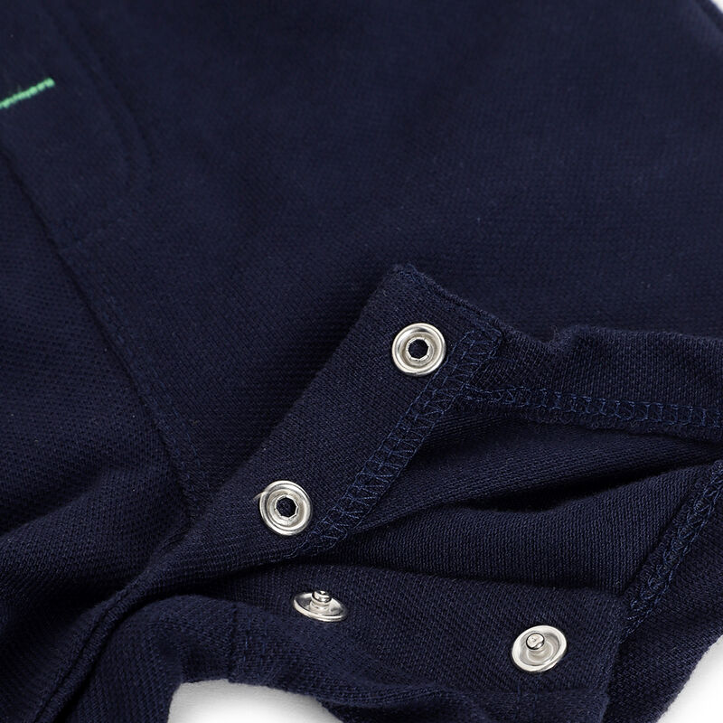 Boys Dark Blue Applique Short Dungaree image number 3